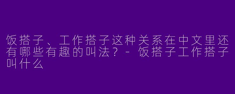 饭搭子、工作搭子这种关系在中文里还有哪些有趣的叫法？-饭搭子工作搭子叫什么