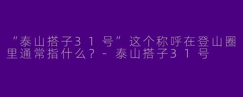 “泰山搭子31号”这个称呼在登山圈里通常指什么？-泰山搭子31号