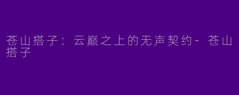 苍山搭子:云巅之上的无声契约-苍山搭子