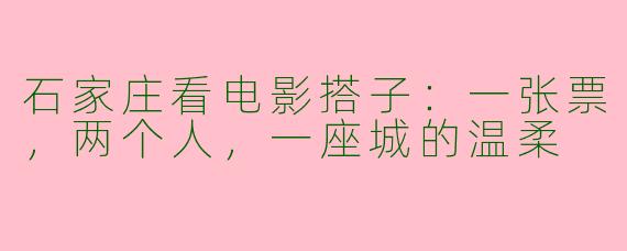 石家庄看电影搭子:一张票,两个人,一座城的温柔