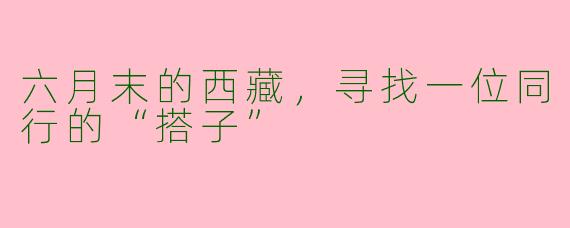 六月末的西藏,寻找一位同行的“搭子”