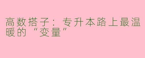 高数搭子:专升本路上最温暖的“变量”