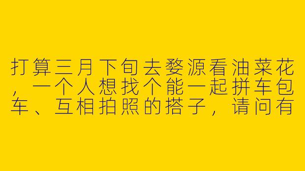 打算三月下旬去婺源看油菜花，一个人想找个能一起拼车包车、互相拍照的搭子，请问有什么注意事项或者靠谱的找搭子渠道推荐吗？