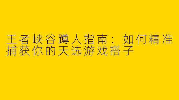 王者峡谷蹲人指南:如何精准捕获你的天选游戏搭子