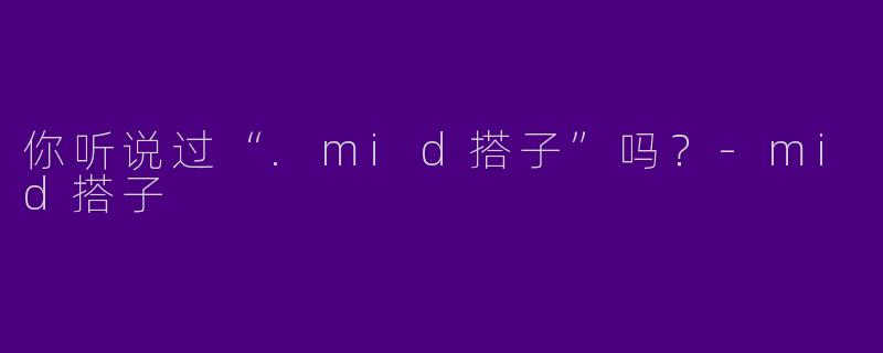 你听说过“.mid搭子”吗？-mid搭子