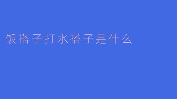 饭搭子打水搭子是什么