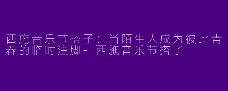 西施音乐节搭子:当陌生人成为彼此青春的临时注脚-西施音乐节搭子