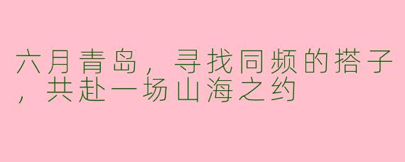六月青岛,寻找同频的搭子,共赴一场山海之约