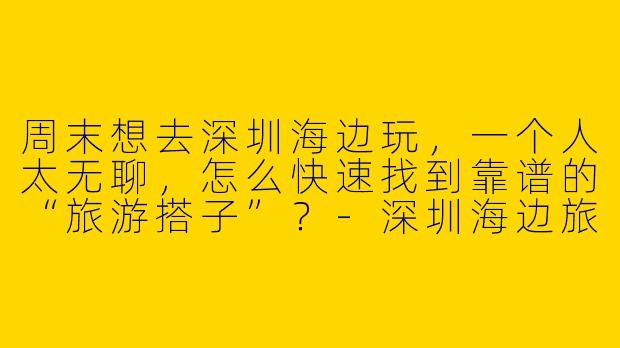 周末想去深圳海边玩,一个人太无聊,怎么快速找到靠谱的“旅游搭子”?-深圳海边旅游搭子