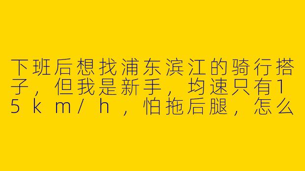 下班后想找浦东滨江的骑行搭子，但我是新手，均速只有15km/h，怕拖后腿，怎么开口比较自然？