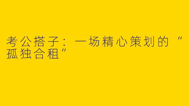 考公搭子:一场精心策划的“孤独合租”