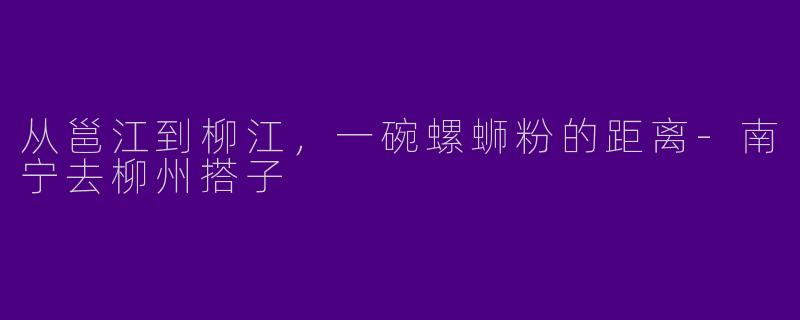 从邕江到柳江,一碗螺蛳粉的距离-南宁去柳州搭子