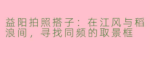 益阳拍照搭子:在江风与稻浪间,寻找同频的取景框
