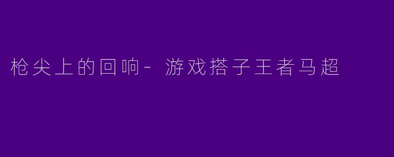 枪尖上的回响-游戏搭子王者马超