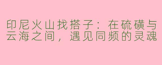 印尼火山找搭子:在硫磺与云海之间,遇见同频的灵魂