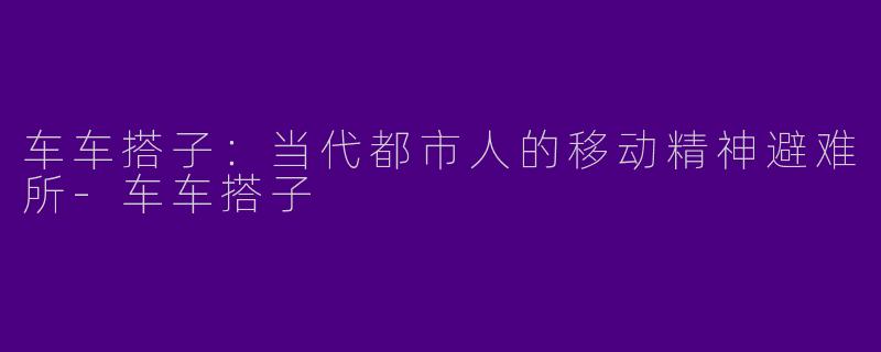 车车搭子:当代都市人的移动精神避难所-车车搭子