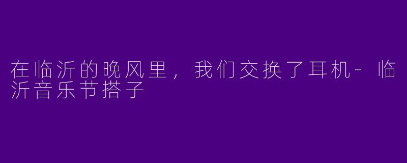 在临沂的晚风里,我们交换了耳机-临沂音乐节搭子