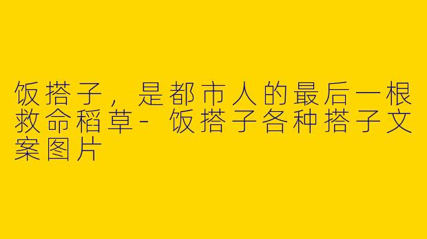 饭搭子,是都市人的最后一根救命稻草-饭搭子各种搭子文案图片