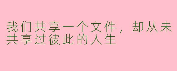我们共享一个文件,却从未共享过彼此的人生